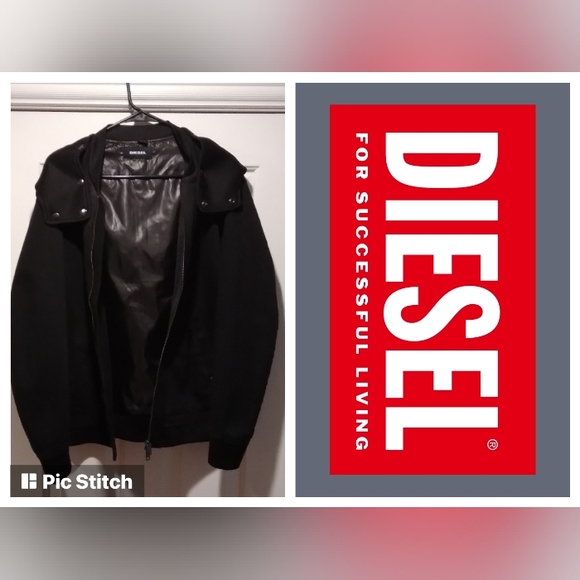 Diesel Other - Diesel "D-Neyt" Black Denim/ Mesh Trim Detachable Hood Men's Jacket M